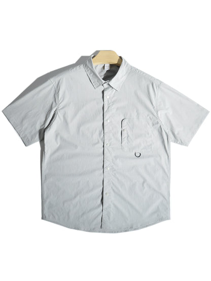 Summer thin quick-drying mountain outdoor functional wind pocket cargo short-sleeved shirt Japanese loose casual shirt men