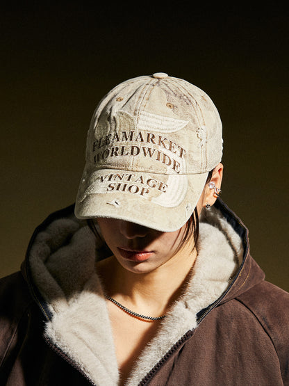 Washed Letter Embroidered Baseball Cap – Vintage Contrast Unisex – cap | japanese streetwear | vintage workwear | unisex | Yamalinclothes