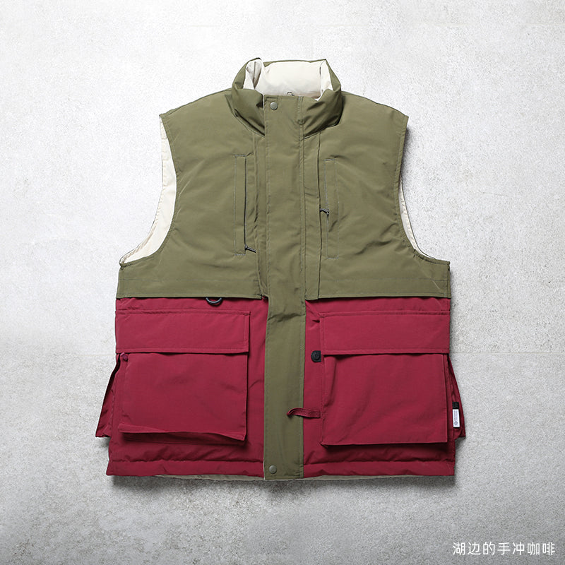 In stock, Japanese baby pier39 logger winter color-block multi-pocket waterproof function down vest
