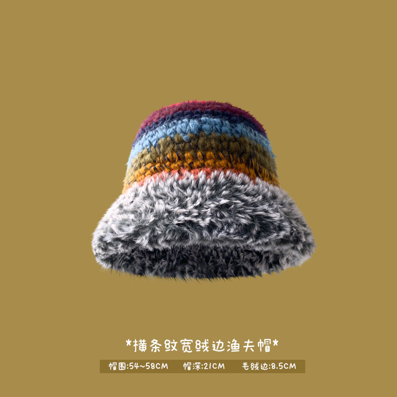 Japanese designer joint retro knitted wool hat warm plush fisherman hat