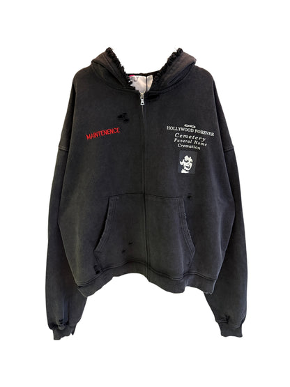 American Vintage Figure Letter Print Hooded Zip-Up Cardigan – Washed Distressed Sweatshirt – Japanese vintage | yamalin clothes | Yamalinclothes