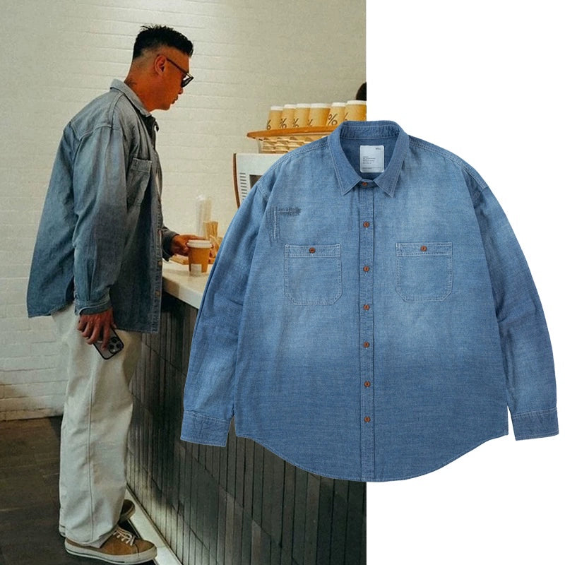 Long sleeve denim shirt jacket