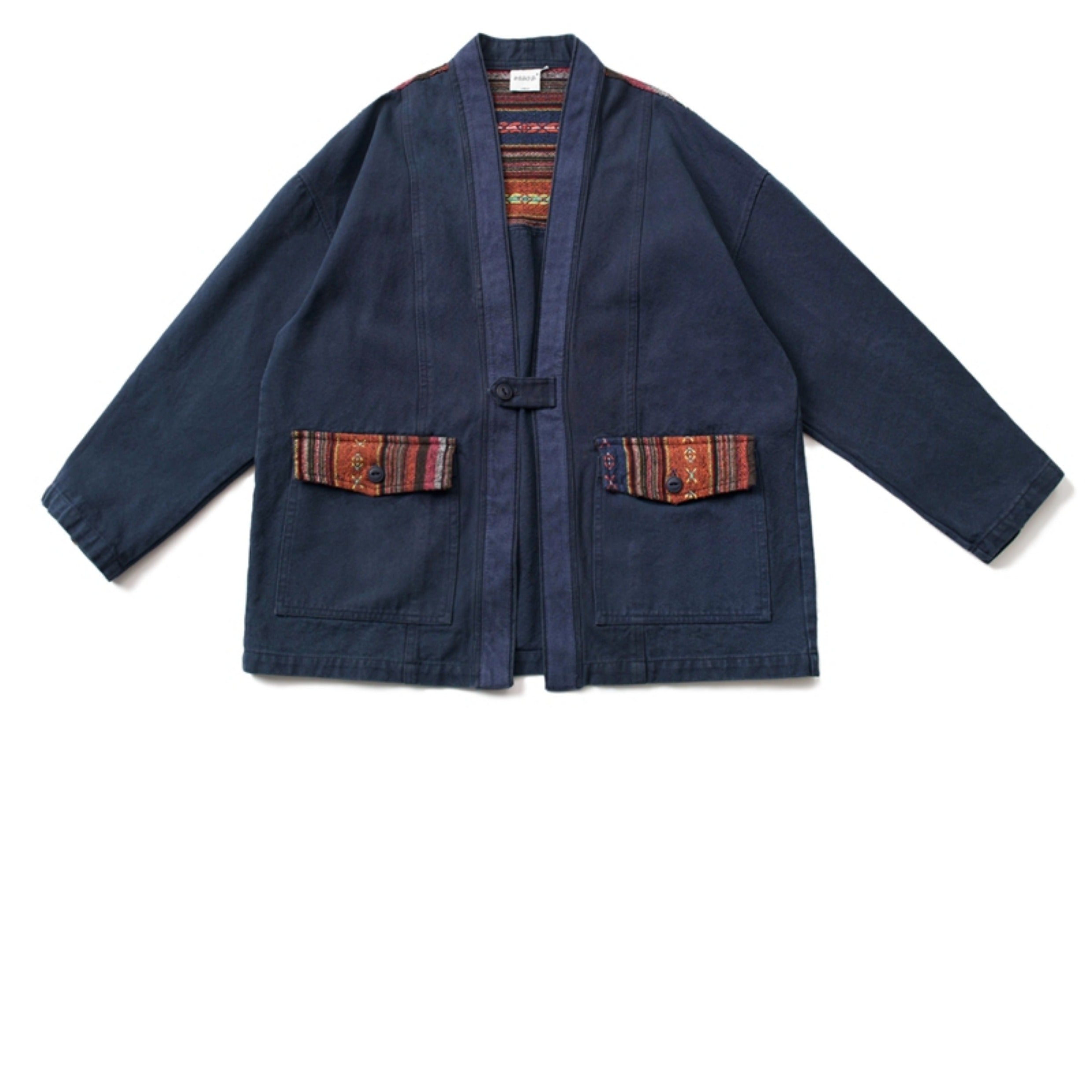 Japanese retro Aramco Kaji ethnic style spliced robe jacket for men and women loose distressed washed cargo jacket tide