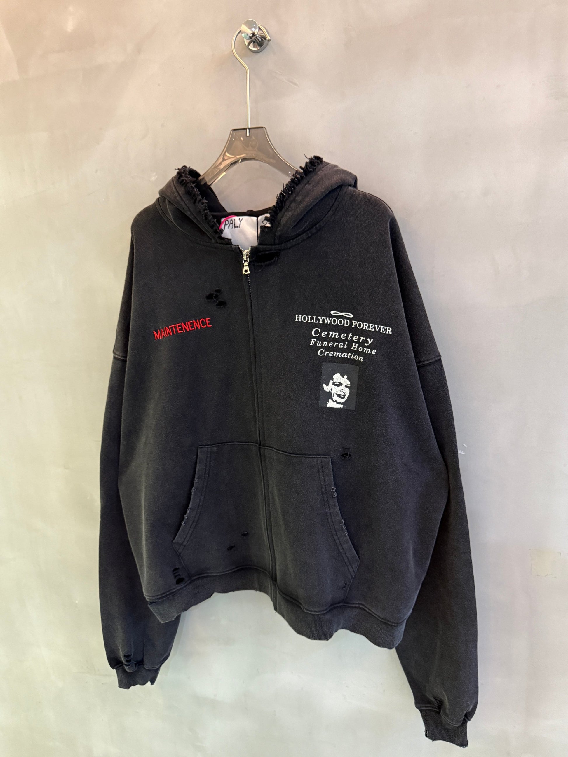 American Vintage Figure Letter Print Hooded Zip-Up Cardigan – Washed Distressed Sweatshirt – Japanese vintage | yamalin clothes | Yamalinclothes