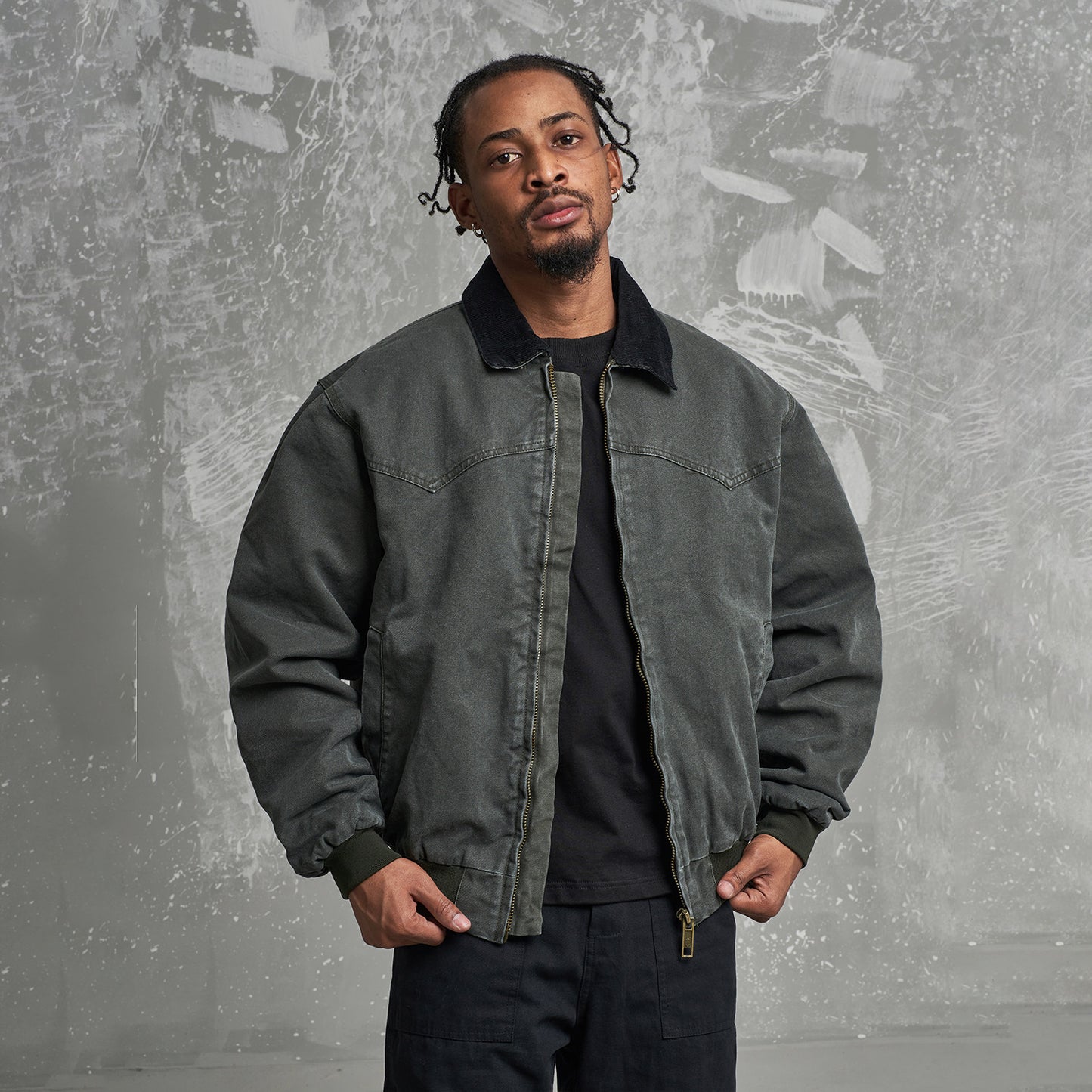 Detroit Cargo Denim Padded Winter Jacket – Retro Lapel Unisex