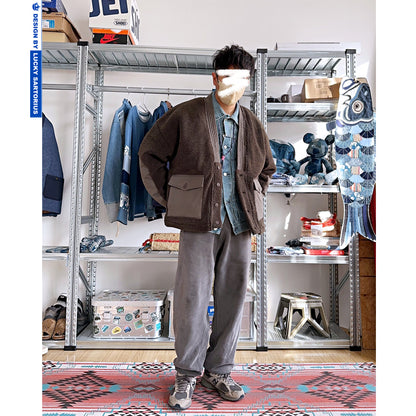 Autumn and winter Japanese men's vintage style lamb wool robe, cotton clothes, cotton clothes, loose winter coats for men and women