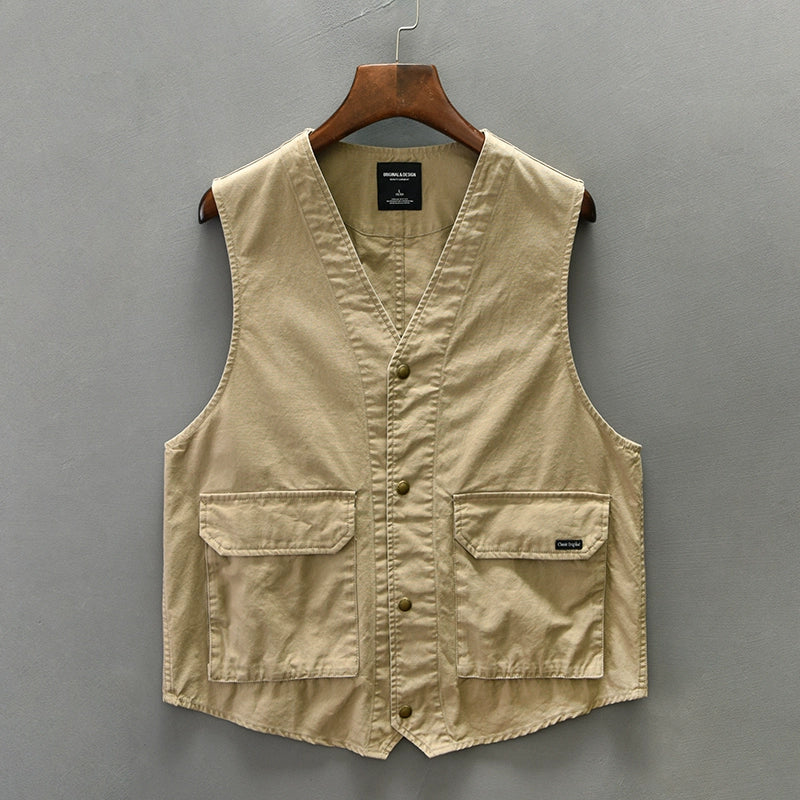 High-quality cotton overalls vest men's spring and summer thin trendy casual loose large size sleeveless vest shoulder horse clip