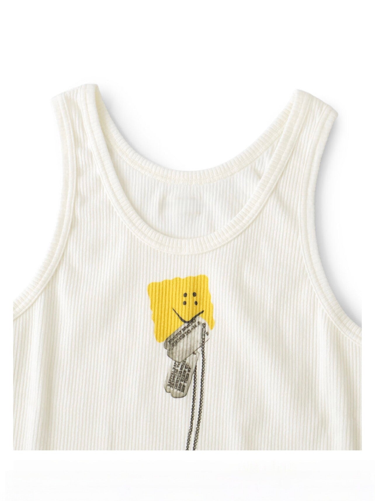 26SS Japanese Casual Smiley Face Cookie Print Sleeveless Vest T-shirt | Japanese vintage | yamalin clothes | Yamalinclothes
