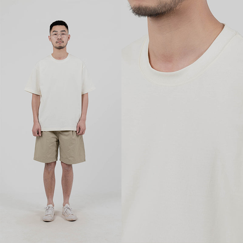 Japanese spring and summer new solid color 250g heavy short sleeve T-shirt men's cotton loose couple t-shirt