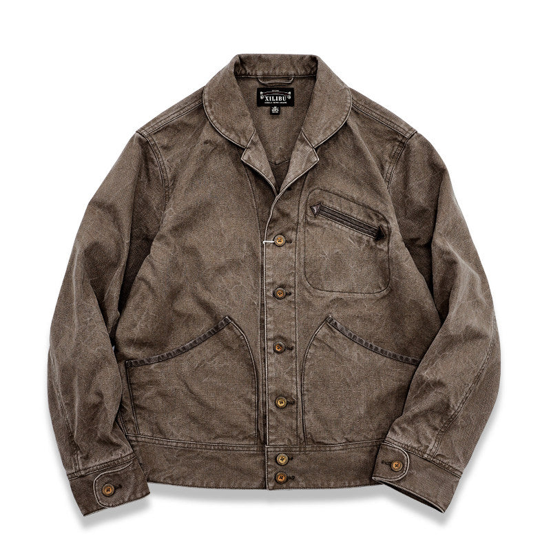 Vintage Distressed Patchwork Blazer – Deconstructed Retro Workwear Jacket for Men – Japanese vintage | yamalin clothes | Yamalinclothes
