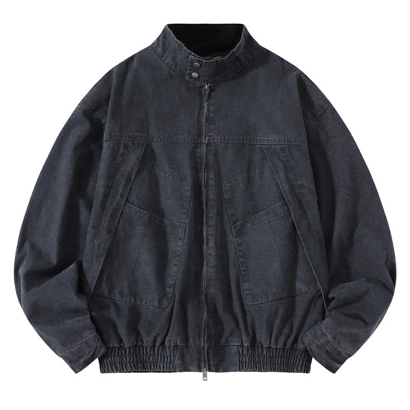 Japanese Retro Deconstructed Stand Collar Hunting Cargo Jacket – Loose Drop Shoulder for Men | Japanese vintage | yamalin clothes | Yamalinclothes