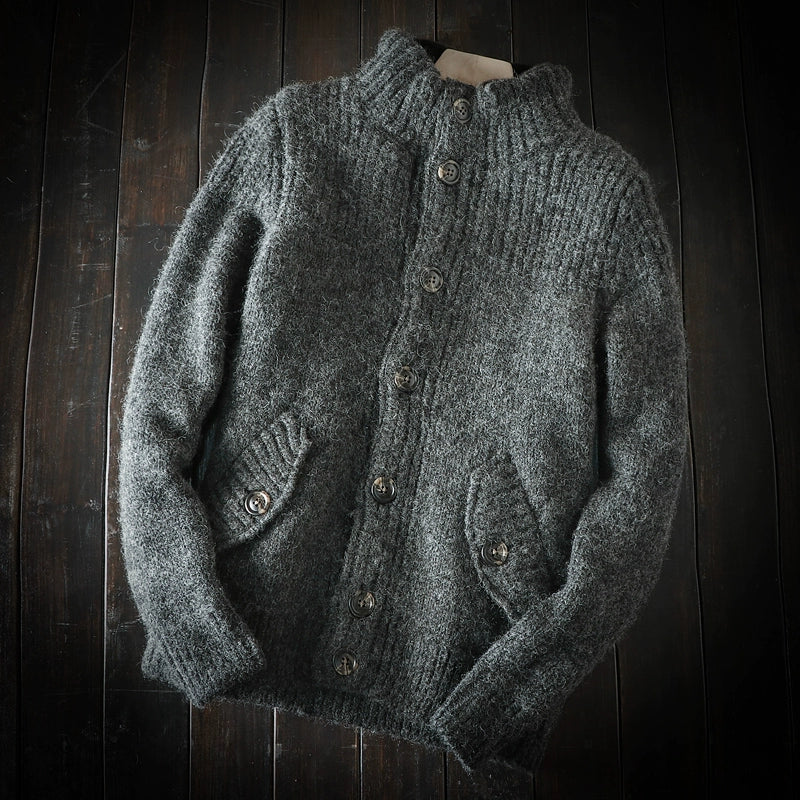 Heavy rare foreign trade original order tail goods men's autumn and winter high-end stand-collar sweater thickened cardigan sweater coat