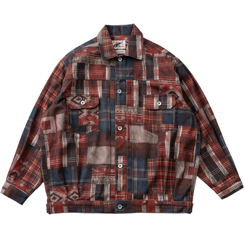 Indian, American, vintage pattern, ethnic style, custom patterned fabric, spring and autumn jackets, men's and women's jackets, tide