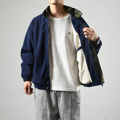 Corduroy Jacket – Contrast Stand Collar & Pocket Trim | Yamalinclothes
