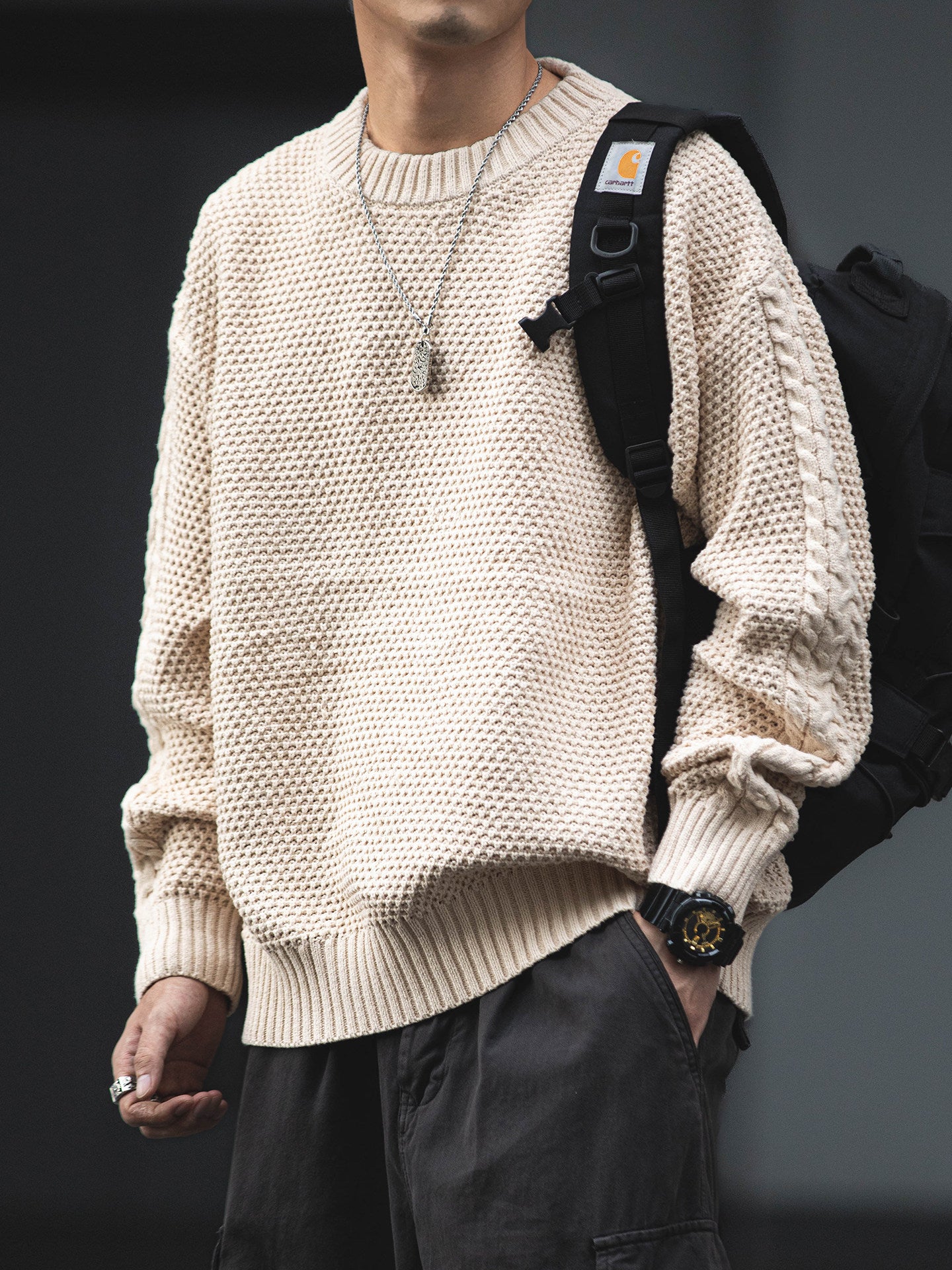 American Vintage Heavyweight Chunky Knit Pullover Sweater – Loose Unisex Autumn Winter – Japanese vintage | yamalin clothes | Yamalinclothes