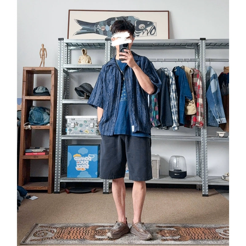 Ice feeling skin-friendly short-sleeved shirt loose casual lazy summer shirt coat men and women