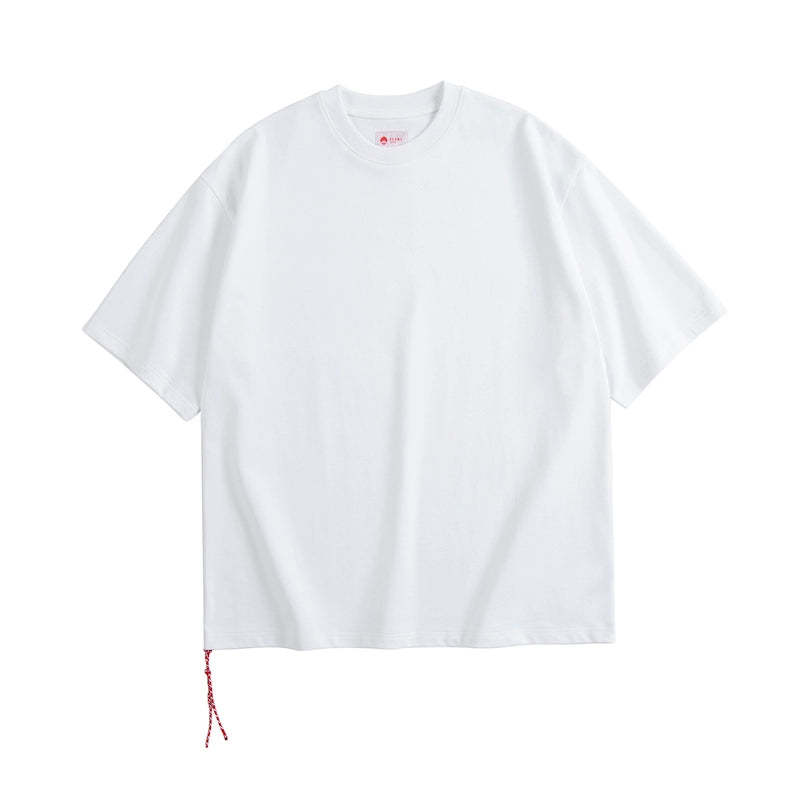 Japanese summer heavy 320g short-sleeved T-shirt small red rope city boy short tee