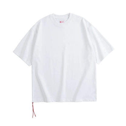 Japanese summer heavy 320g short-sleeved T-shirt small red rope city boy short tee