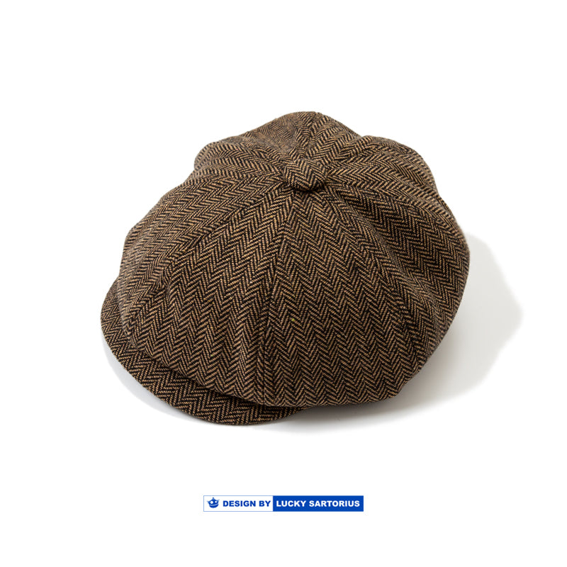 American retro khaki octagonal hat Newsboy hat beret