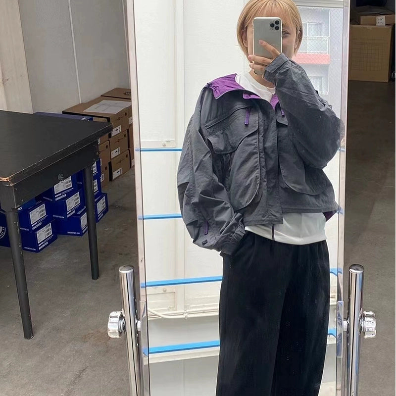 Japanese Outdoor Functional Multi-Pocket Cropped Hooded Jacket Jacket