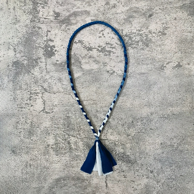 Plant blue dye Ami khaki necklace fabric pendant retro hand-woven