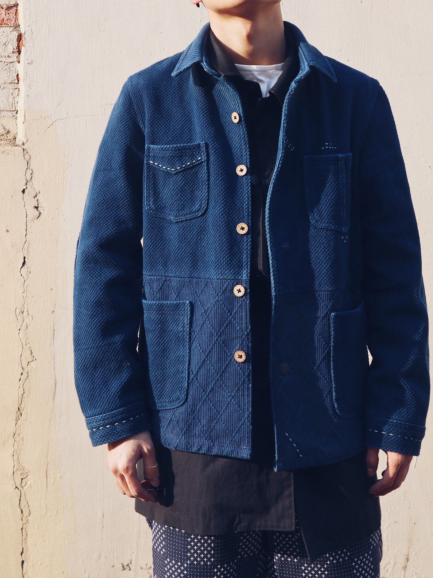 Indigo Kendo Cargo Jacket - Vintage Multi-Pocket Limited Edition