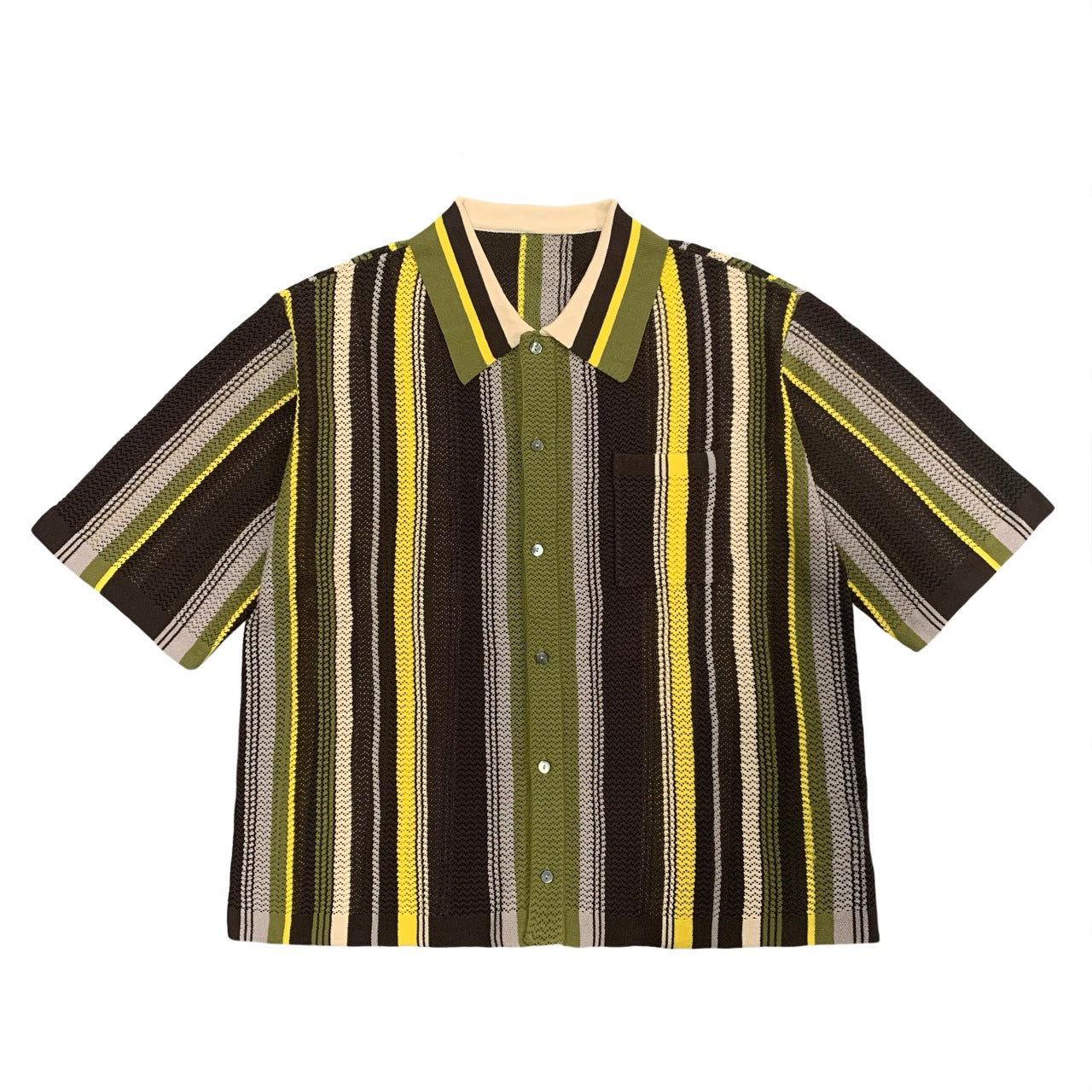 American vintage street cut-out knit shirt cardigan unisex cross-border plus size lapel stripes