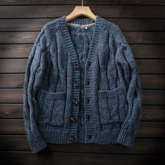 Heavyweight 80% Wool Knit Zip Cardigan Sweater – Japanese Vintage Loose Unisex – Sweater cardigan | japanese streetwear | vintage workwear | unisex | Yamalinclothes