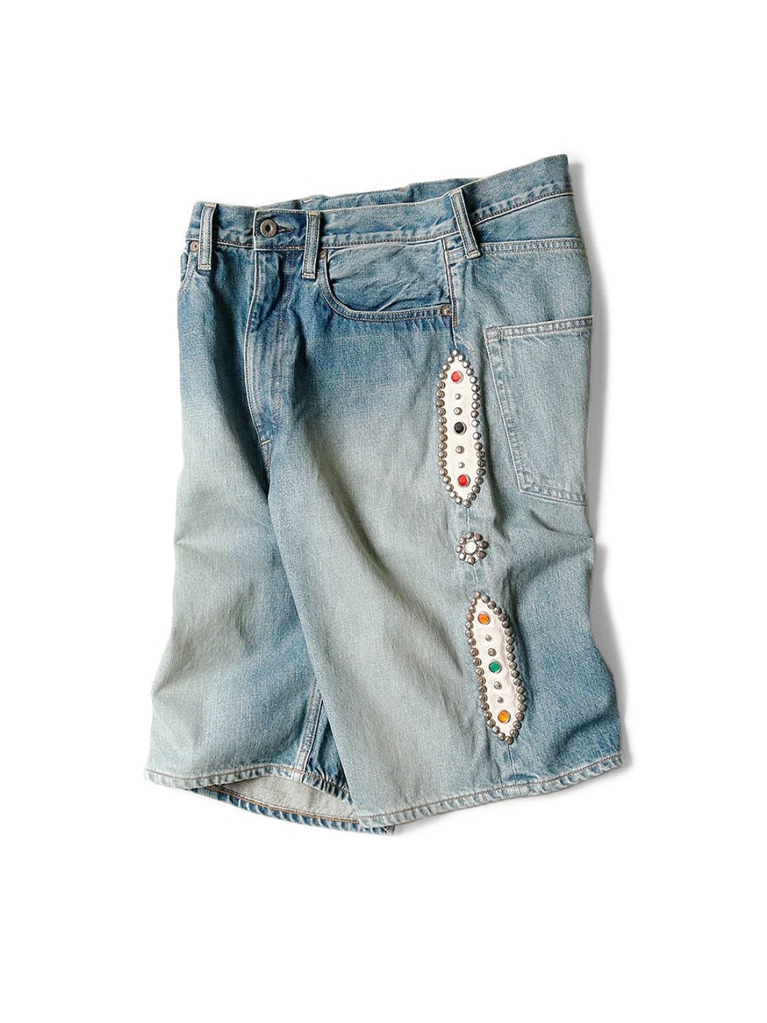 Japanese vintage distressed wash loose casual heavy industry jewel denim shorts