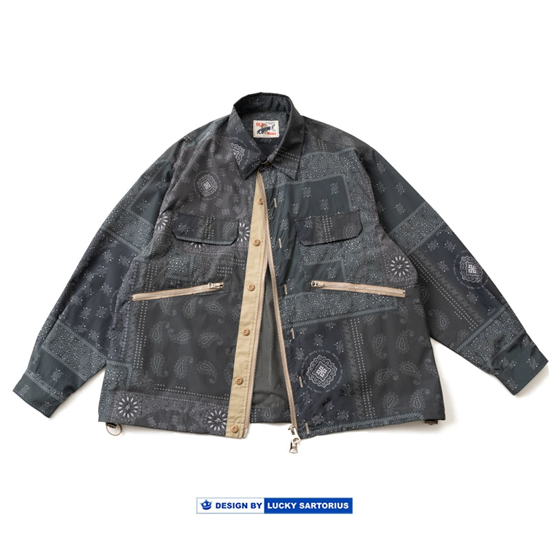 Japanese vintage cashew flower lightweight windproof waterproof sunscreen jacket with multiple pockets and loose suntide jackets for men and women