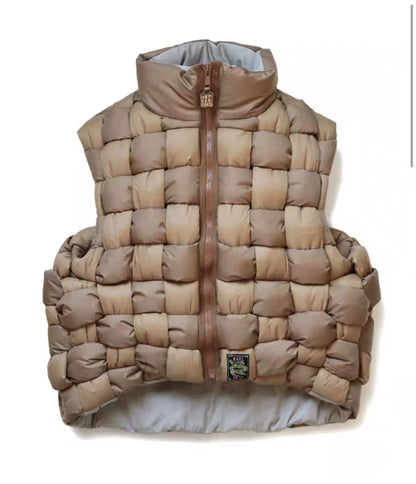 21AW Hirata Kazuhiro two-color pure cotton warmth double-sided high-neck woven vest cotton vest