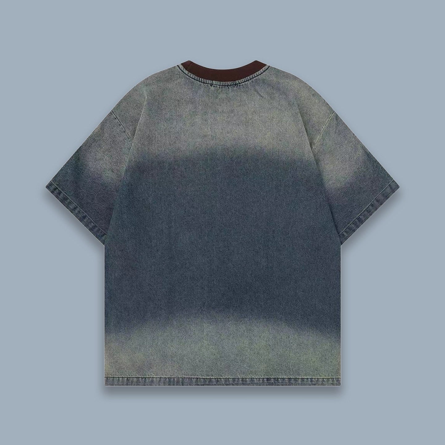 تيشيرت WOODOO بتصميم أمريكي ريترو مغسول متدرج الحروف إبداعي بأكمام قصيرة للرجال والنساء