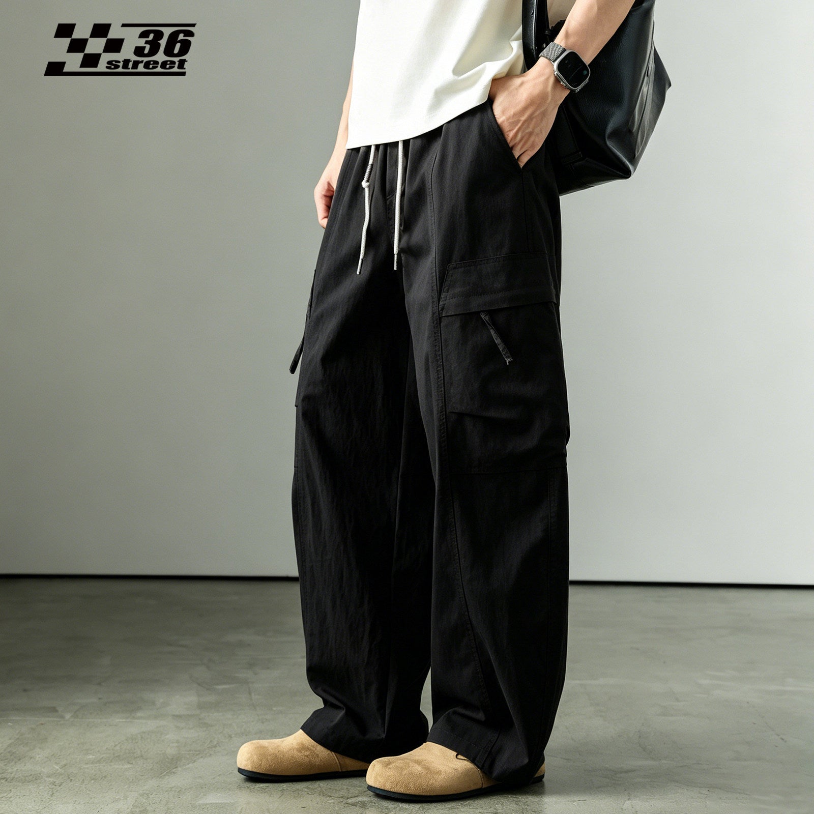 Retro Cargo Wide-Leg Pants – Loose Fit Cotton Straight Casual Plus Size for Men – Japanese vintage | fall outfits 2026 | fall winter outfits | classy winter outfits | lazy comfy outfits | japanese streetwear | vintage workwear | yamalin clothes | Yamalinclothes
