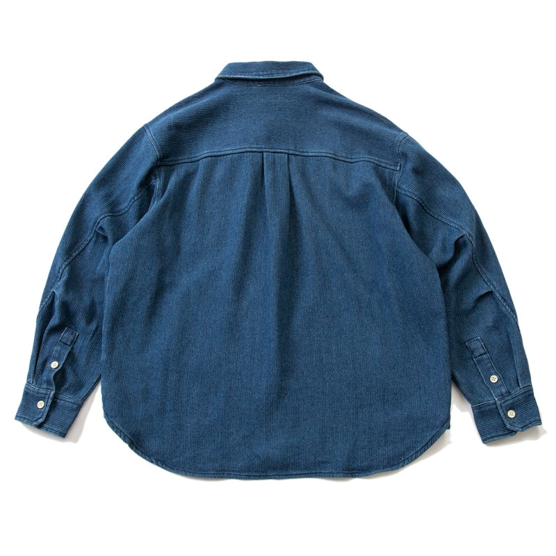 Japanese autumn and winter men's indigo textured fabric denim shirt