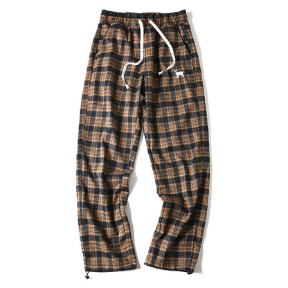 Japanese style retro plaid casual pants, spring/summer thin plaid straight leg tapered harem pants/sports pants – Japanese vintage | yamalin clothes | Yamalinclothes