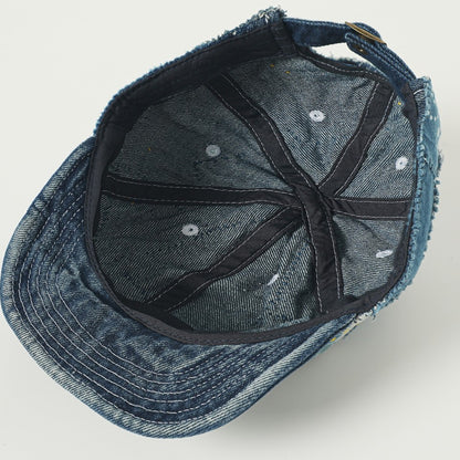 Original design, indigo-dyed antique cloth hand-sewn Japanese casual baseball cap, adjustable for both men and women
