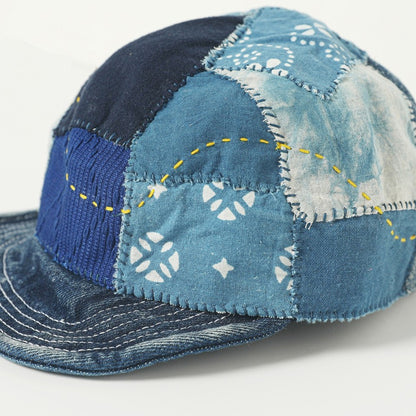 Original design, indigo-dyed antique cloth hand-sewn Japanese casual baseball cap, adjustable for both men and women