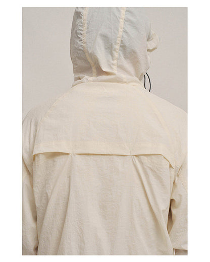 Color Block Zipper Hooded Sun Protection Shirt - Lightweight Quick-Dry Loose Outdoor Jacket for Men