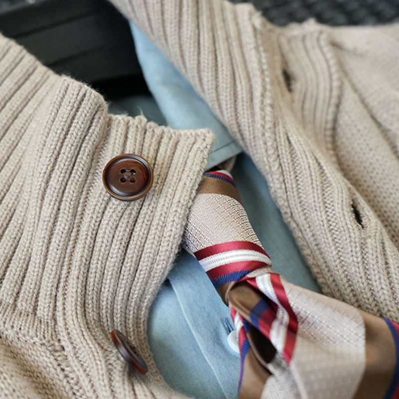 Twist Knit Collar Jacket – Old Money Wool Blend Men