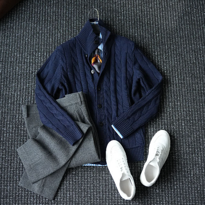 Twist Knit Collar Jacket – Old Money Wool Blend Men