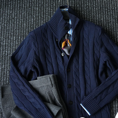 Twist Knit Collar Jacket – Old Money Wool Blend Men