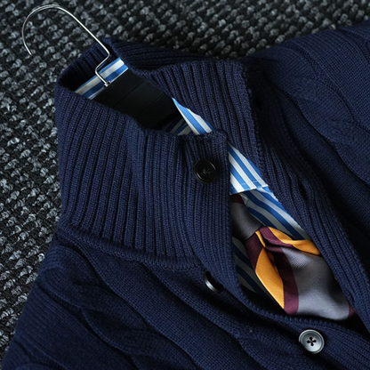 Twist Knit Collar Jacket – Old Money Wool Blend Men