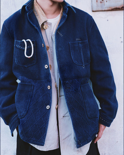 Indigo Kendo Cargo Jacket - Vintage Multi-Pocket Limited Edition