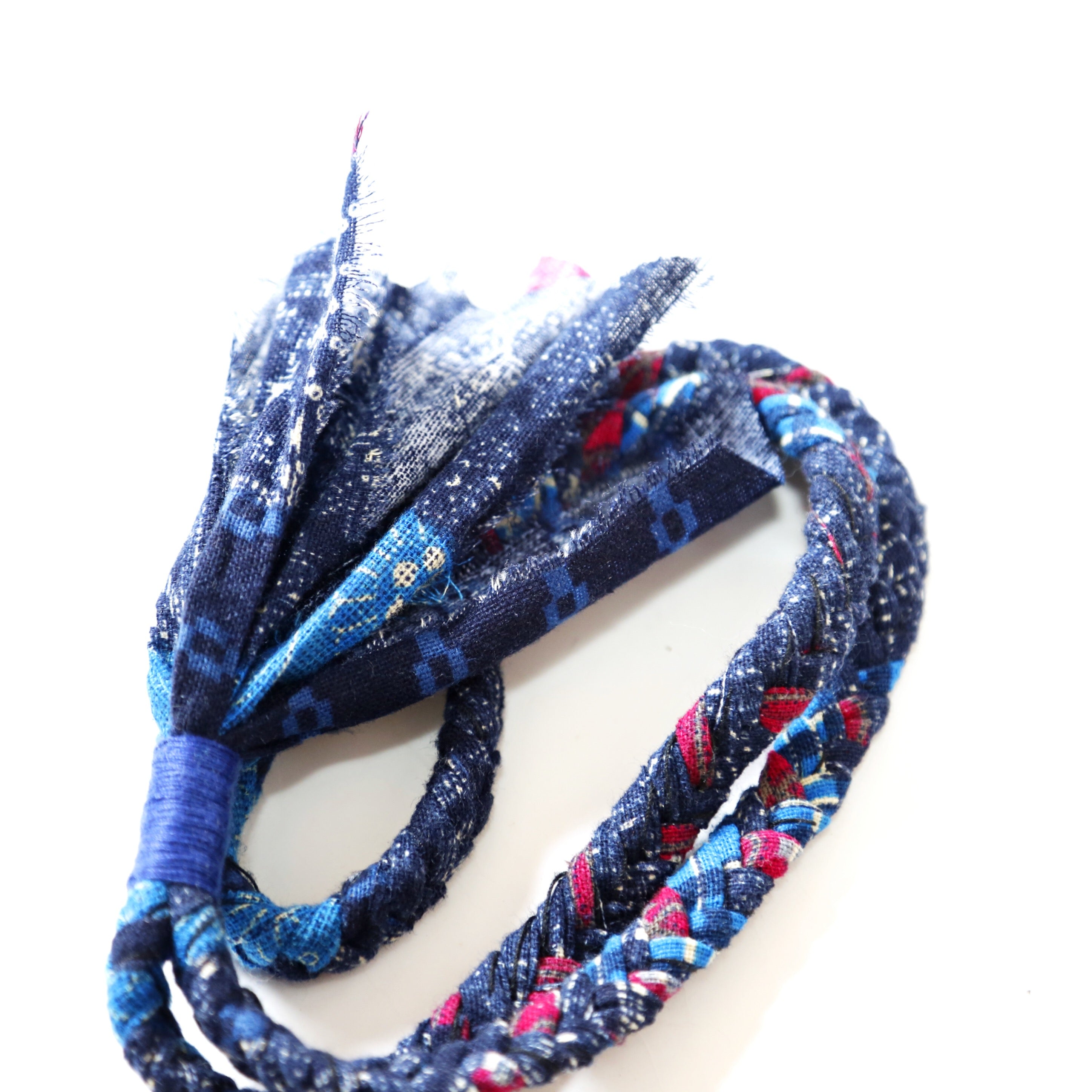 Indigo color matching lanyard hand-woven Vintage with retro necklace AMI Khaki