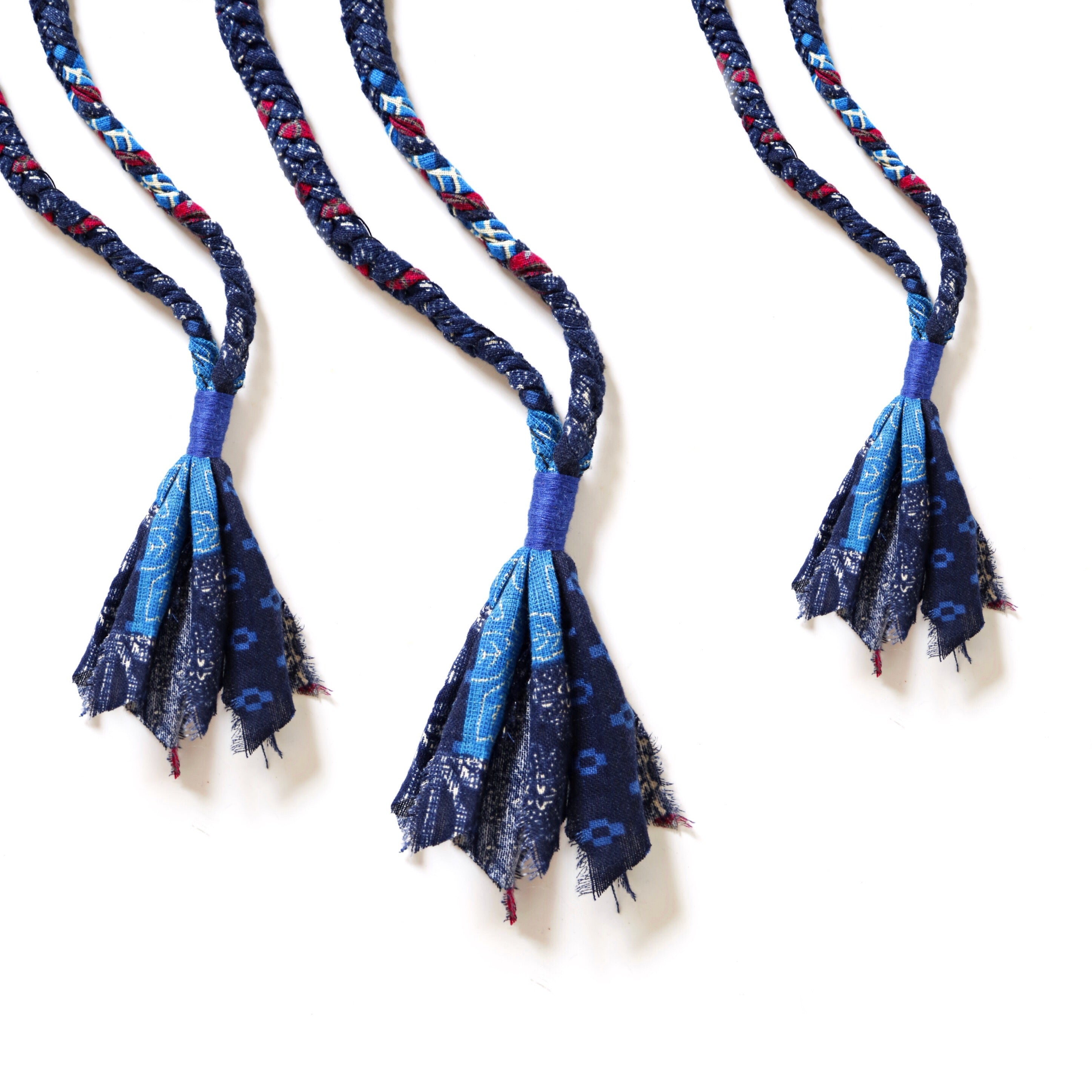 Indigo color matching lanyard hand-woven Vintage with retro necklace AMI Khaki