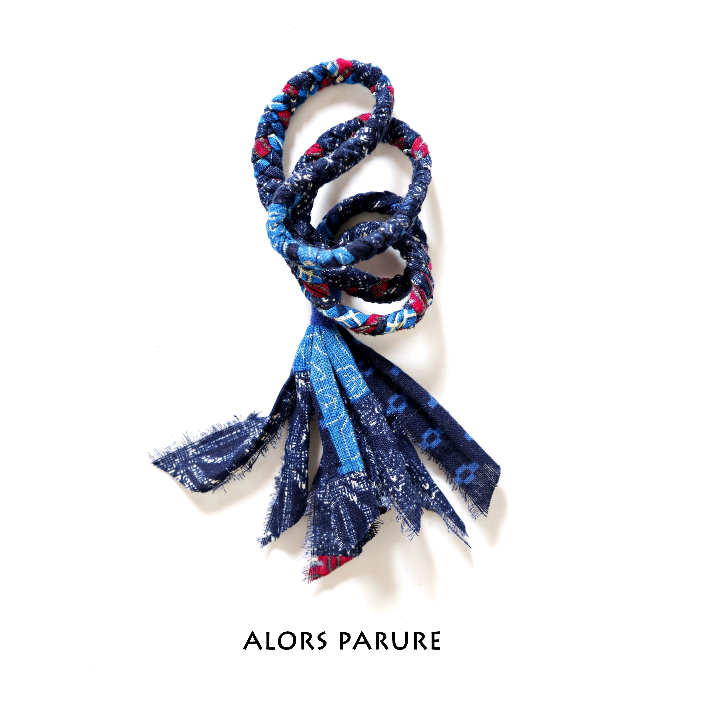 Indigo color matching lanyard hand-woven Vintage with retro necklace AMI Khaki