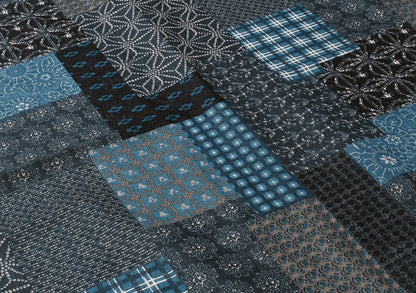 Indigo Paisley Patchwork Bandana – Vintage Cotton Square Scarf