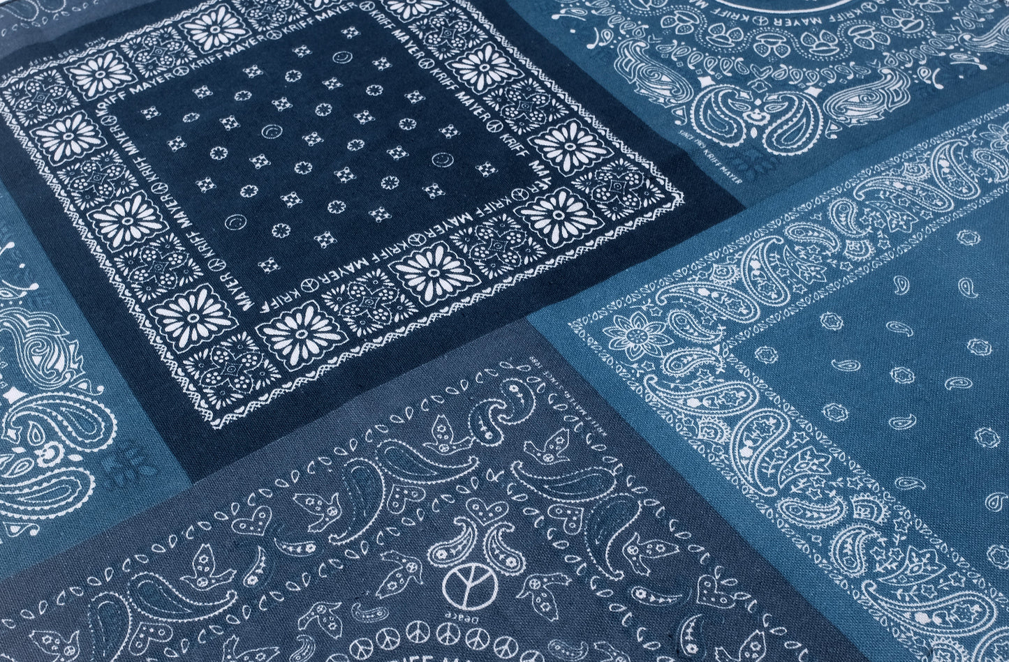 Indigo Paisley Patchwork Bandana – Vintage Cotton Square Scarf