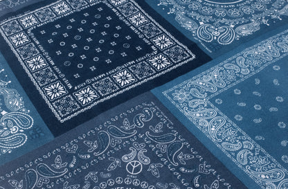 Indigo Paisley Patchwork Bandana – Vintage Cotton Square Scarf