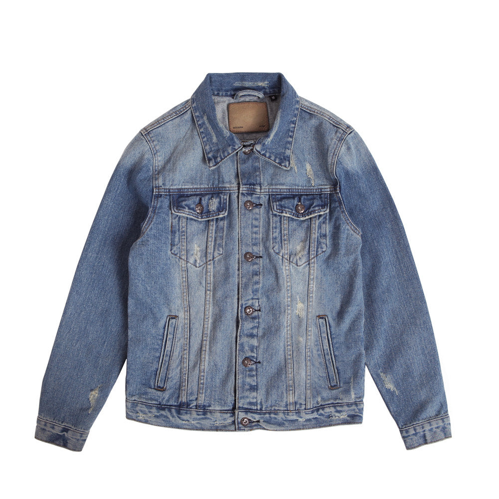 Heavy Washed Slim Denim Jacket – Workwear Inspired Casual Streetwear